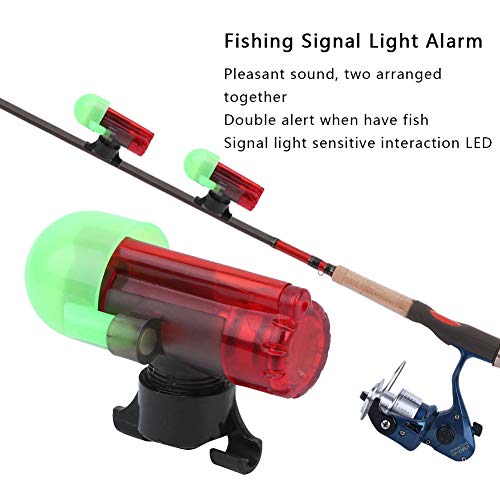 KEENSO 2 juegos de pesca en el mar, punta de caña LED, luz nocturna, alerta de huelga, barra luminosa, alarma de picadura, luz de alarma de pesca, tipo de poste de bloqueo sensible a la señal LED, reg