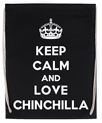 Keep Calm And Love Chinchilla Bolsa de Deporte Con Cordón Negro Drawstring Sport Bag