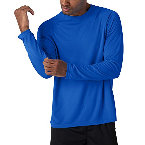 KEFITEVD Camiseta Casual de Manga Larga para Hombre Primavera Verano Camisetas Ligeras y Cómodas, Azul Real, 3XL