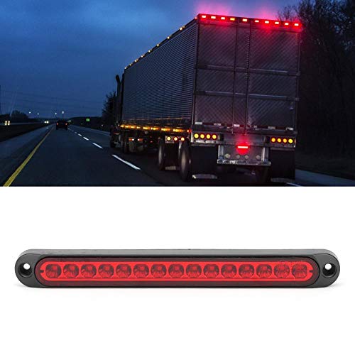 KIMISS Barra de luz LED , 10-30V 15LEDs Luz trasera del camión Luces de parada de montaje alto Indicador de señal de giro Lámpara de freno(rojo)