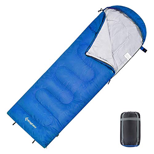 KingCamp Oasis Serie - Saco de Dormir con cabecero (220 x 75 cm), Color Cremallera Azul, tamaño Erwachsene 220 x 75 cm