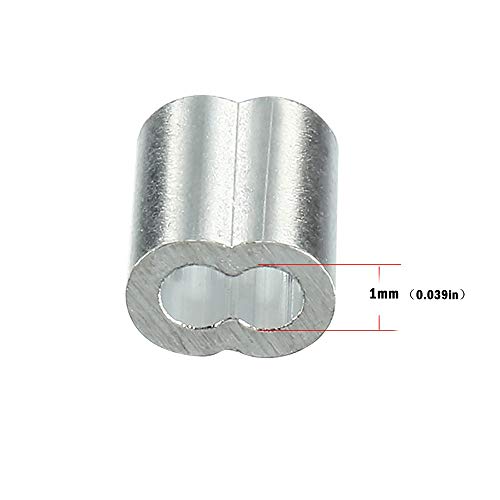 Kitchen-dream 0.04 pulg. (1 mm) de diámetro Cable de acero Mangas de aluminio Accesorios de clip Crimps de cable (100PCS)