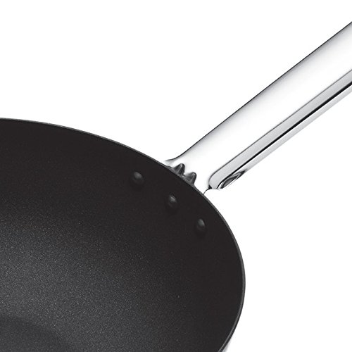 KitchenCraft Master Class Professional Non Stick Carbon Steel Induction Safe Wok, 24 cm