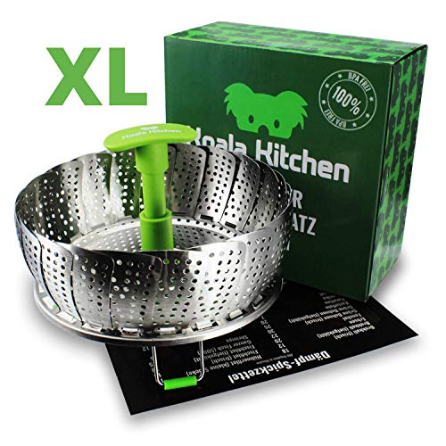 Koala Kitchen Edelstahl Dämpfeinsatz für Koch-Töpfe von 18cm - 28cm stufenlos verstellbarer Dampfgarer zum Gemüse dämpfen BPA-frei rostfrei geeignet für Baby-Nahrung