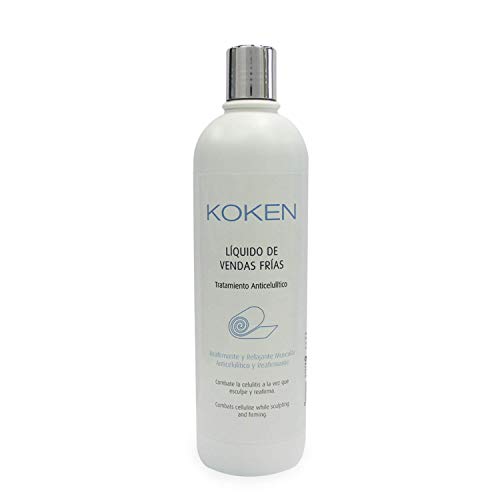 KOKEN - Líquido para tratamientos de vendas frías 500 ml + VENDAS 10m - Relajante Muscular/Anticelulítico/reafirmante - 3 Uso