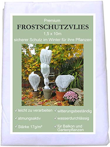 KRONLY Fieltro de invierno, 1,5 x 10 m, protección contra heladas, para tus plantas, protección térmica contra el frío e invierno
