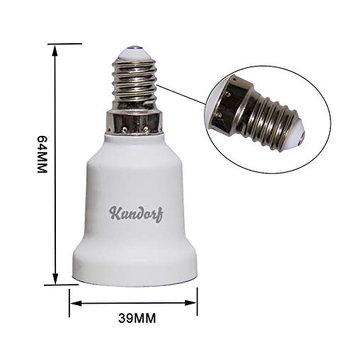 Kundorf adaptador E14 a E27, 6 piezas E14 a Casquillo E27 portalámparas E14 a E27, adaptador para bombillas LED, color blanco