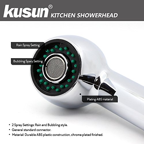 Kusun ® Recambio 2 modos de rociador de ducha Tire de la cabeza del surtidor Acabado cromado para Grifo del mezclador del fregadero del baño de cocina KT088C-H