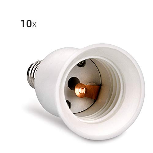 kwmobile 10x Casquillos de lámpara - Adaptador conversor de Montura E14 a Casquillo E27 - Zócalos para lámparas LED halógenas y de Ahorro