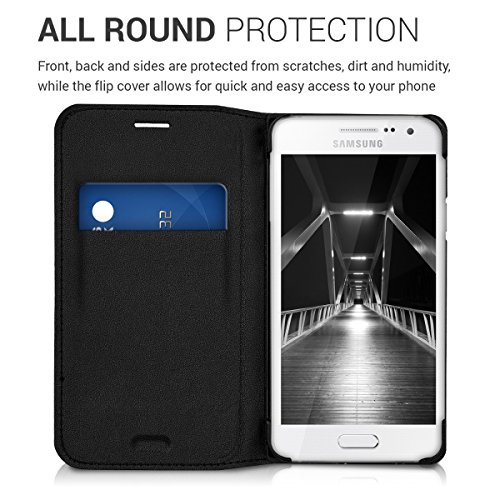 kwmobile Funda Compatible con Samsung Galaxy A3 (2015) - Carcasa con Tapa Tipo Libro - Case Protector en Negro