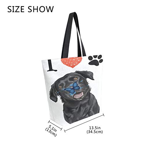 Labrador Dog Love Pet - Bolsa de lona para la compra, lavable, reutilizable, bolsa para comestibles, compras, viajes, picnic, escuela