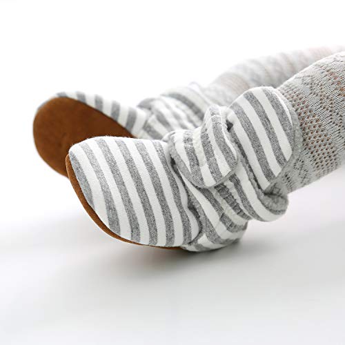 LACOFIA Zapatos de calcetín de bebé Invierno Botas Antideslizantes de Suela Blanda para bebé niño o niña Gris Claro 0-6 Meses