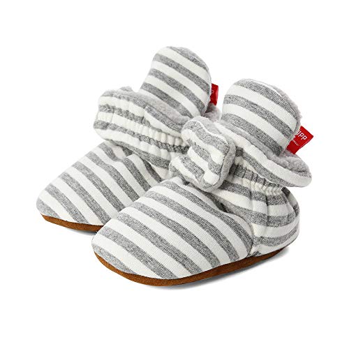 LACOFIA Zapatos de calcetín de bebé Invierno Botas Antideslizantes de Suela Blanda para bebé niño o niña Gris Claro 0-6 Meses