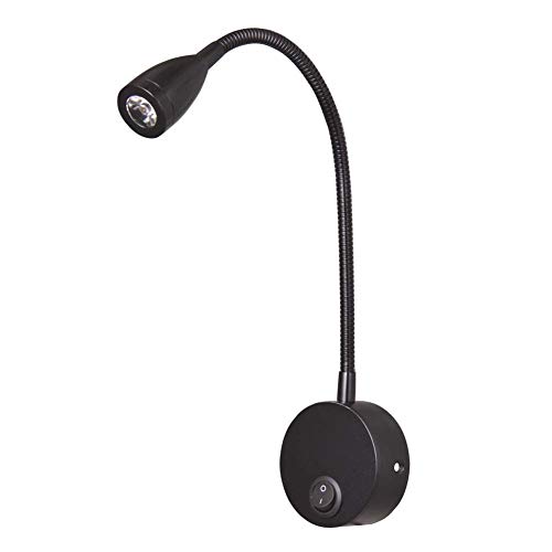 Lámpara de lectura RV, 12 V, control de botón, portátil, con 360 grados de rotación, para vehículos, camas, caravanas, barcos, oficina, ajustable, color negro