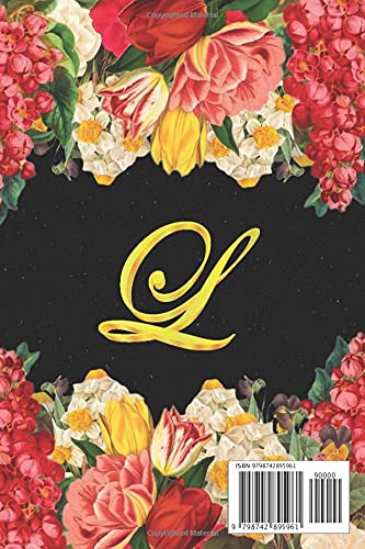 Lành: Lined Notebook / Journal with Personalized Name, & Monogram initial L on the Back Cover, Floral Cover, Gift for Girls & Women