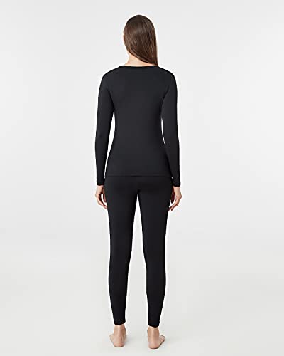 LAPASA - Conjuntos Ropa Térmica Mujer Camiseta Térmica Manga Larga Malla Termica Ropa Interior Invierno L17 XL Negro