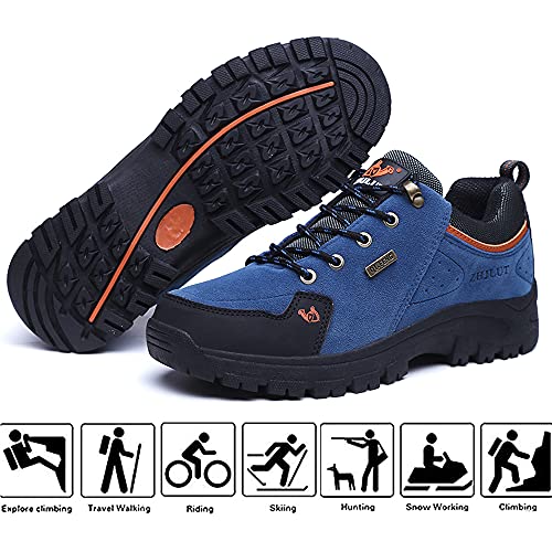 LECYGNB Zapatillas de Trekking Hombre Impermeable Zapatillas de Senderismo Al Aire Libre Botas de Montaña Zapatillas de Camping Antideslizantes Sneakers Azul 42