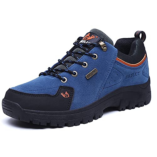LECYGNB Zapatillas de Trekking Hombre Impermeable Zapatillas de Senderismo Al Aire Libre Botas de Montaña Zapatillas de Camping Antideslizantes Sneakers Azul 42