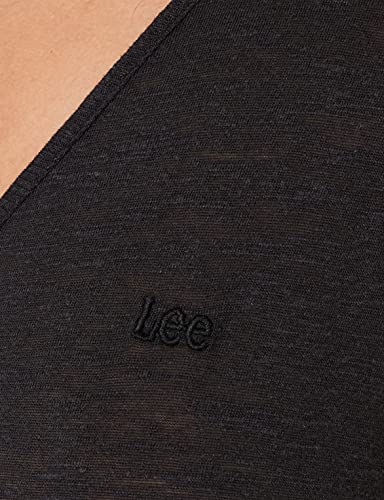 Lee V Neck Tank Camiseta, Black, L para Mujer