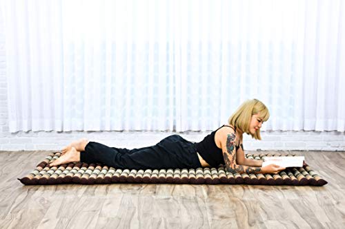 LEEWADEE colchoneta tailandesa Enrollable L – Colchón para masajes Grueso, futón para Dormir, Alfombrilla de kapok, 200 x 105 cm, marrón
