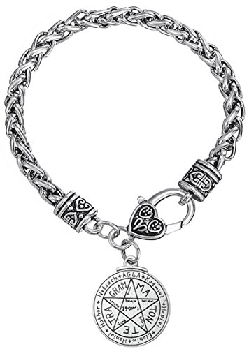 Lemegeton - Pulsera de plata envejecida con forma de corazón grabado, cadena de trigo para mujeres y niñas, joyería de regalo