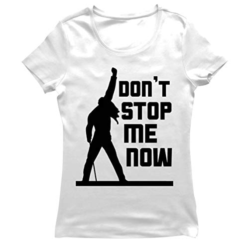 lepni.me Camiseta Mujer Don't Stop me Now! Camisas de Abanico, Regalos de músicos, Ropa de Rock (Small Blanco Multicolor)
