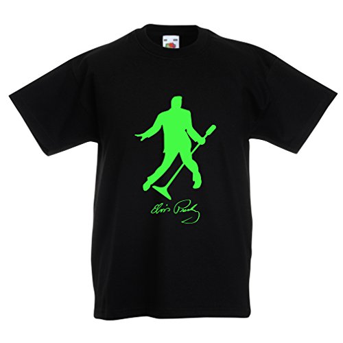 lepni.me Camiseta para Niños Me Encanta el King of Rock and Roll, 50s, 60s, 70s, Music Fan (9-11 años Negro Verde)