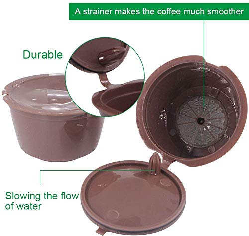 Letilio Filtros Cápsulas de Café Reutilizable para Cafetera Dolce Gusto Recargables fuerte Más de 160 veces de usos para reemplazo,3pcs con 1 cucharón de plástico y 1 cepillo de limpieza