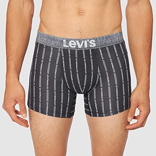 Levi's Calzoncillos Tipo bóxer para Hombre con diseño de Rayas, Negro/Gris, L
