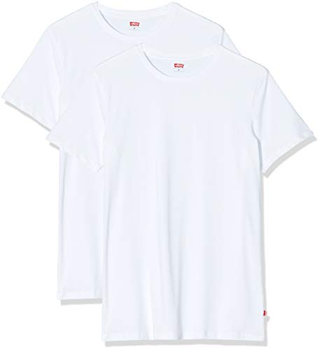Levi's Levis Men Solid Crew 2p Camiseta, Blanco (White 300), 42 (Pack de 2) para Hombre