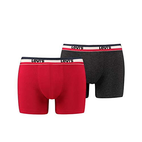 Levi's LEVIS MEN SPRTSWR LOGO BOXER BRIEF 2P, Multicolor (rojo/negro 786), L (Pack de 2) para Hombre