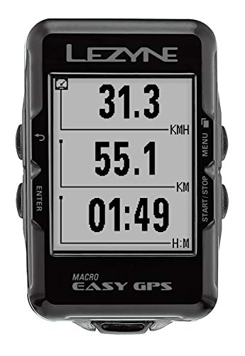 Lezyne Macro Easy - Contador GPS para Bicicleta o Bicicleta de montaña, Unisex, Color Negro, Talla única (Talla del Fabricante: t.One sizeque)