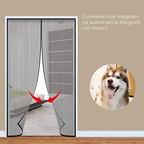Lictin Mosquitera magnética para puertas de 140 x 240 cm Malla, cortina mosquitera para puertas de entrada/puertas/patios