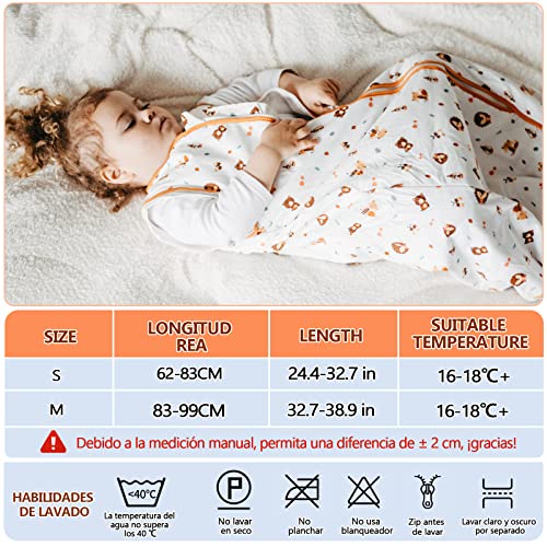 Lictin Saco de Dormir para Bebés- Saco de Dormir Bebe Niños con Mangas Extraíbles, Saco de Dormir Bebé Invierno de Material para 3-18 Meses de 62-83 cm