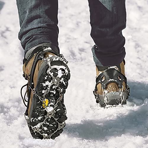 Lifetooler Premium Mountain Boot Spikes, con 19 púas de Acero Inoxidable para Escalada y Nieve, Garras Profesionales Antideslizantes para Hielo, Cadenas para Zapatos de Trekking