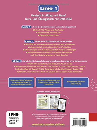 Linie 1 b1.2, libro del alumno y libro de ejercicios + dvd-rom: Kurs- und Ubungsbuch B1.2 mit DVD-Rom
