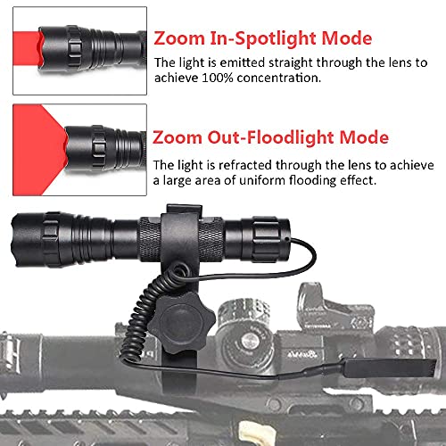 Linterna táctica de luz roja DARKBEAM LED recargable, luz roja de mano portátil con zoom para astrofotografía, detector de caza y pesca