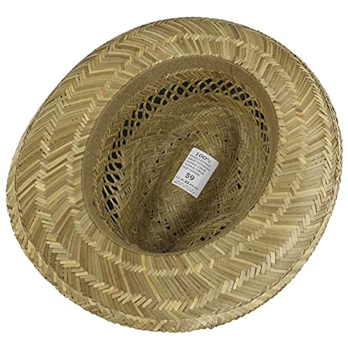 LIPODO Sombrero de Paja Classic Fedora Hombre - Made in Italy Verano Sol con Banda Grosgrain Primavera/Verano - XL (60-61 cm) Natural
