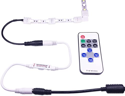 LitaElek Controlador Tira LED Telecontrol DC 5V-24V 12A LED Strip Controller Controlador Dimmer RF Remote Control Regulador Cinta LED para 2 Pernos SMD 5050 3528 2835 5630 Solo Color LED Strip