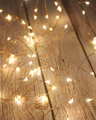 Litogo Guirnalda Luces Pilas, Luces LED Pilas, Luces LED Habitacion 5m 50 LED Luces de Cadena Micro con Pilas de Alambre Guirnaldas Decoracion Cobre para Decoración Interior Bodas Fiesta de Navidad
