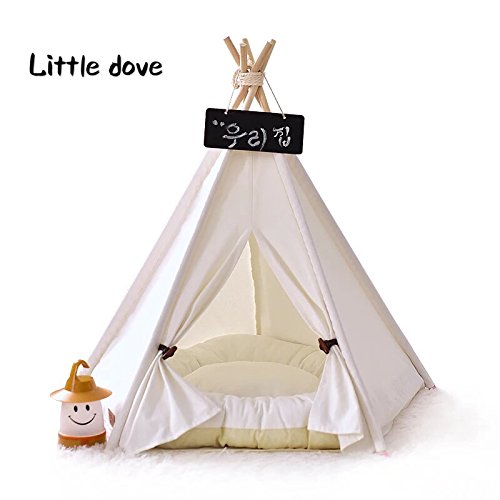 Little Dove Tienda de campaña para mascotas, extraíble y lavable, con colchón, color blanco, S