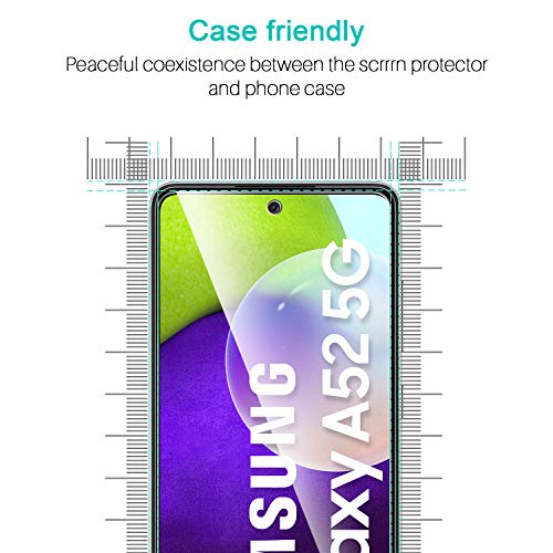 LK Compatible con Samsung Galaxy A52 4G/5G Protector de Pantalla,3 Pack,9H Dureza Cristal Templado, Equipado con Marco de Posicionamiento,Vidrio Templado Screen Protector
