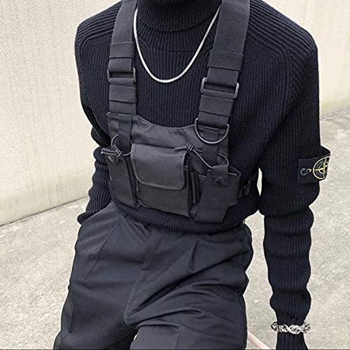 Longzhuo Bolsos de hombro, bolsillo delantero Hip Hop Streetwear para hombre y mujer funcional cintura pack ajustable bolsa de deporte
