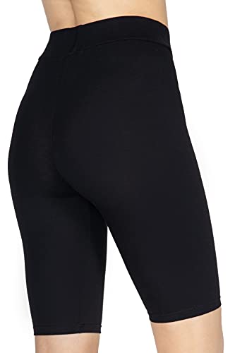 looksy Pantalones Cortos de Ciclismo para Mujer, de algodón, hasta la Rodilla, Pantalones de Motorista, Pantalones de Yoga, Negro XL