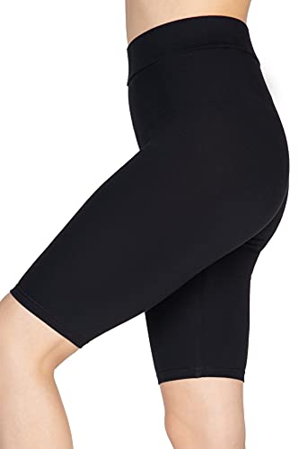 looksy Pantalones Cortos de Ciclismo para Mujer, de algodón, hasta la Rodilla, Pantalones de Motorista, Pantalones de Yoga, Negro XL