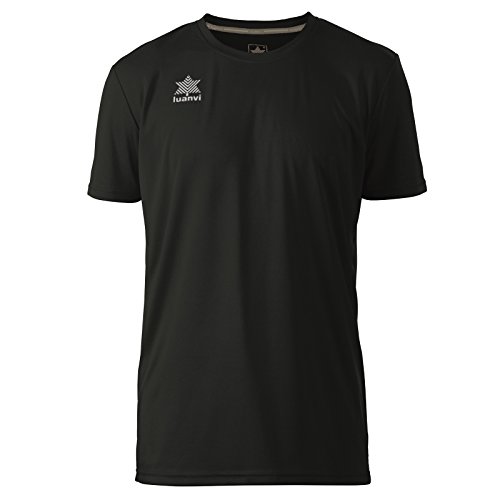 Luanvi Pol Camiseta de Deportes Manga Corta, Negro, M para Hombre