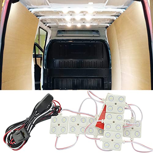 Luces Interiores del Coche 12V LED Luces de Tiradel Vehículo Domo Iluminación del Techo 40 LED universales 10 módulos, blanco kits de luces para interiores de furgonetas de 12 V y 40 LED