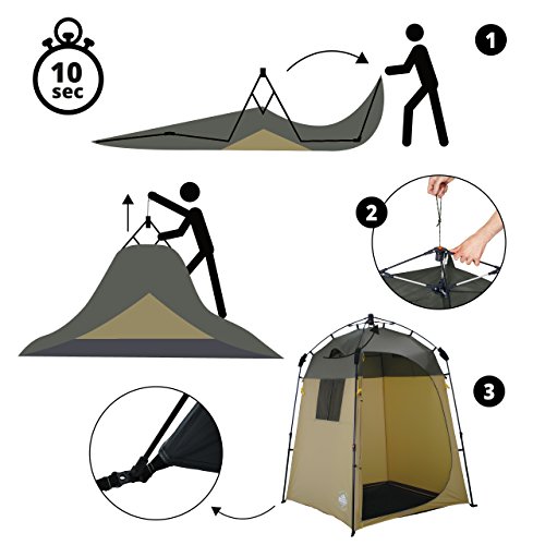 Lumaland Where Tomorrow Tienda de Campaña Pop Up Ducha de Camping - Cambiador Portátil de Camping para Privacidad al Aire Libre - Carpa de Aseo Impermeable con Protección UV - 155x155x220 cm/Marrón