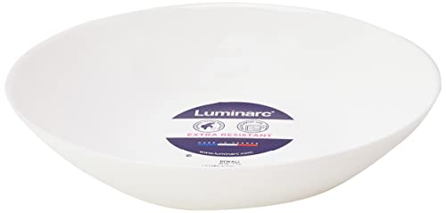 Luminarc Diwali Set 6 Platos Hondos sin ala de Vidrio Opal Extra Resistente 20cm, Blanco
