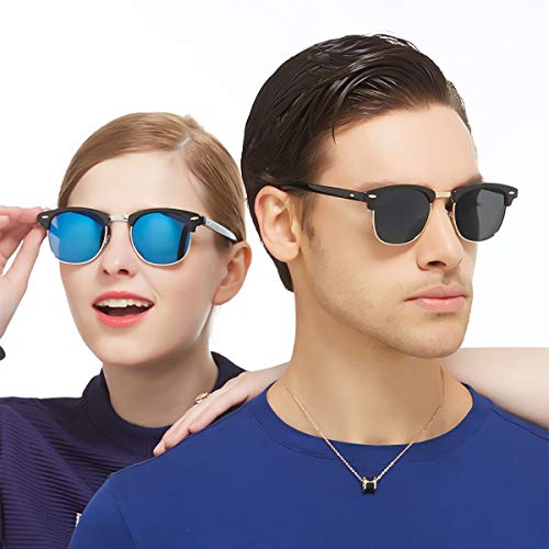 LumiSyne Moda Gafas De Sol Polarizadas Hombre Mujer Súper Ligero Media Montura UV 400 Gafas De Sol Cuadradas Para Conducción Al Aire Libre Viajar Regalo